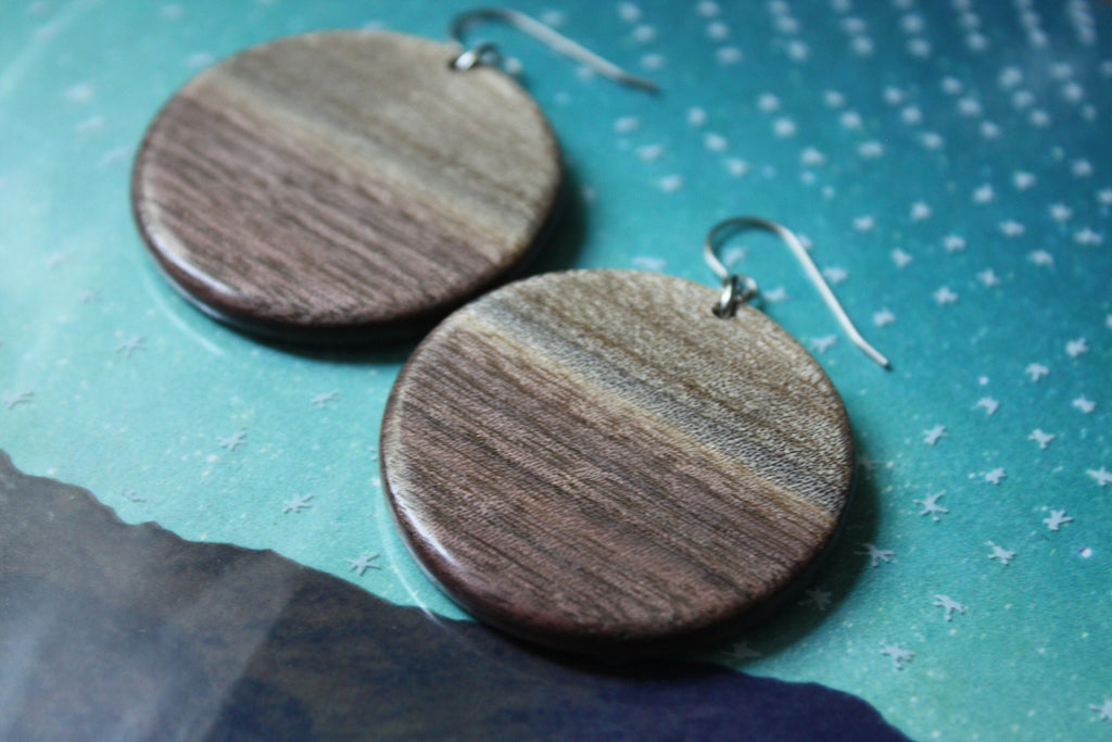 Black Walnut Wood Earrings: Handmade Michigan Jewelry