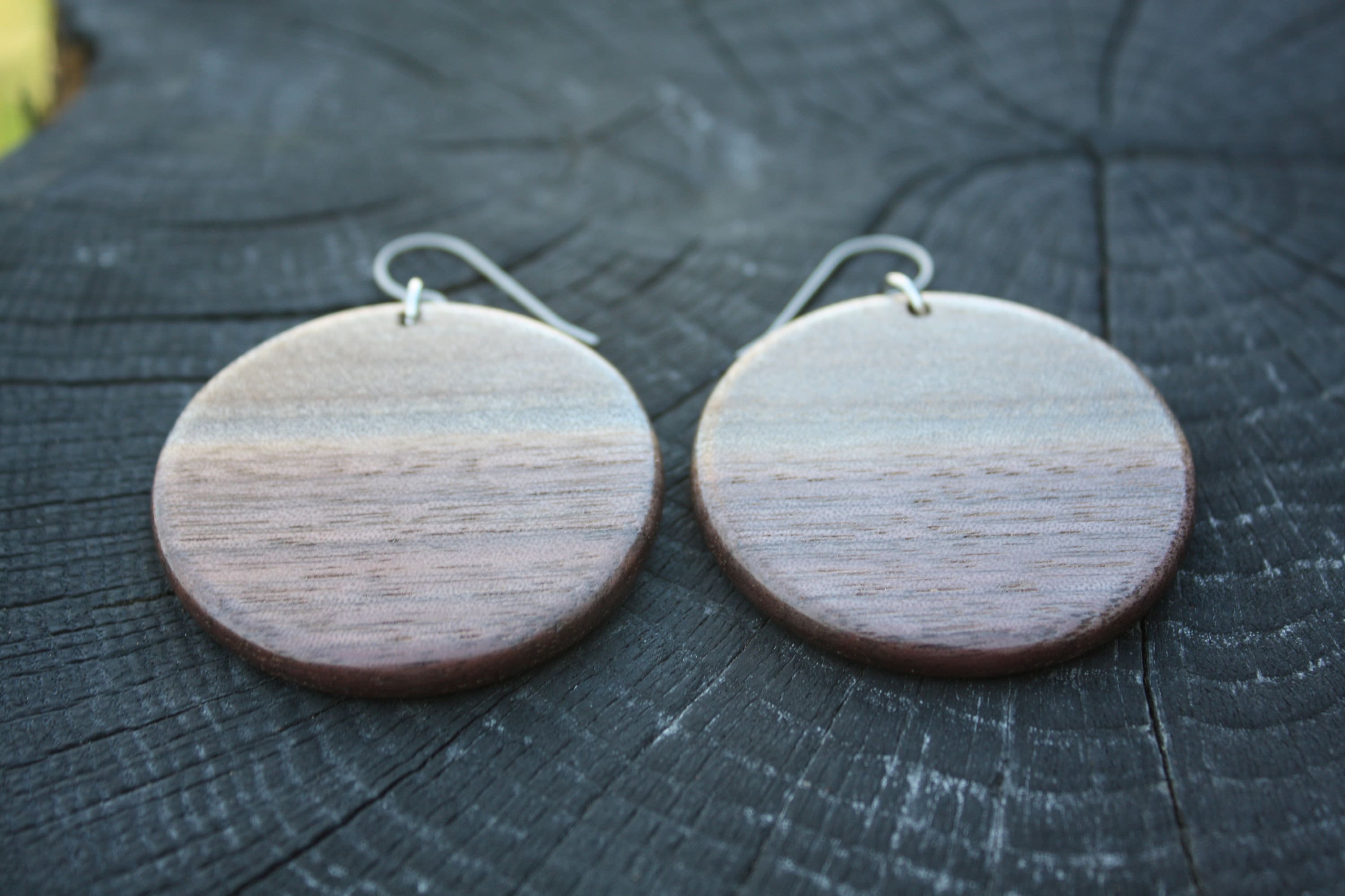 Black Walnut Wood Earrings: Handmade Michigan Jewelry