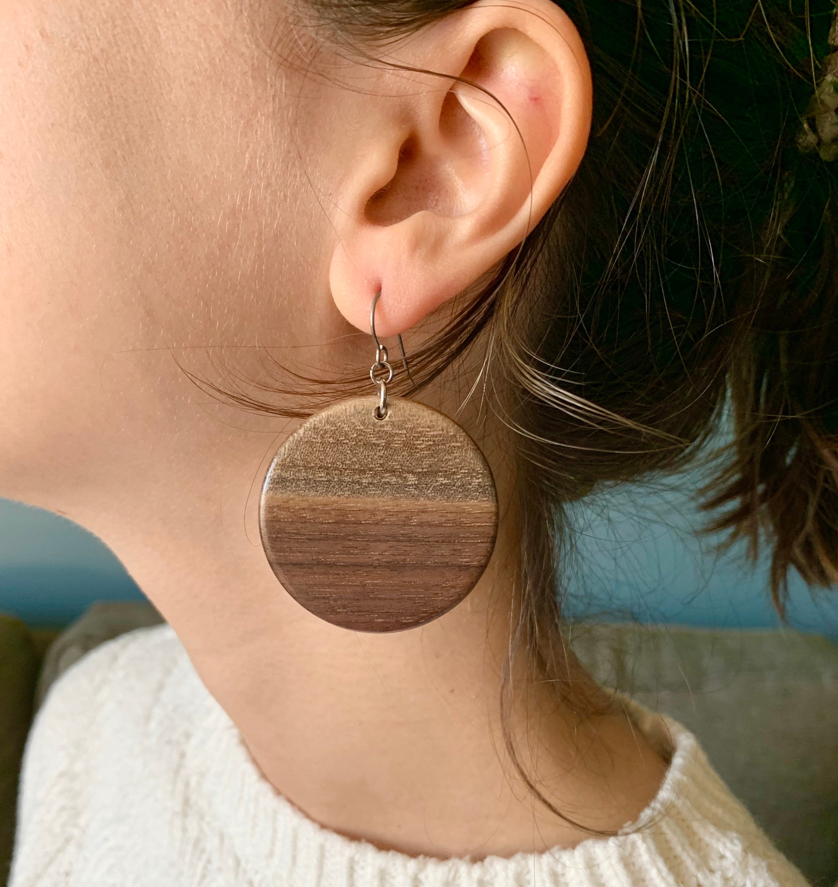 Black Walnut Wood Earrings: Handmade Michigan Jewelry