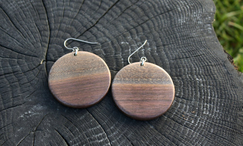 Black Walnut Wood Earrings: Handmade Michigan Jewelry