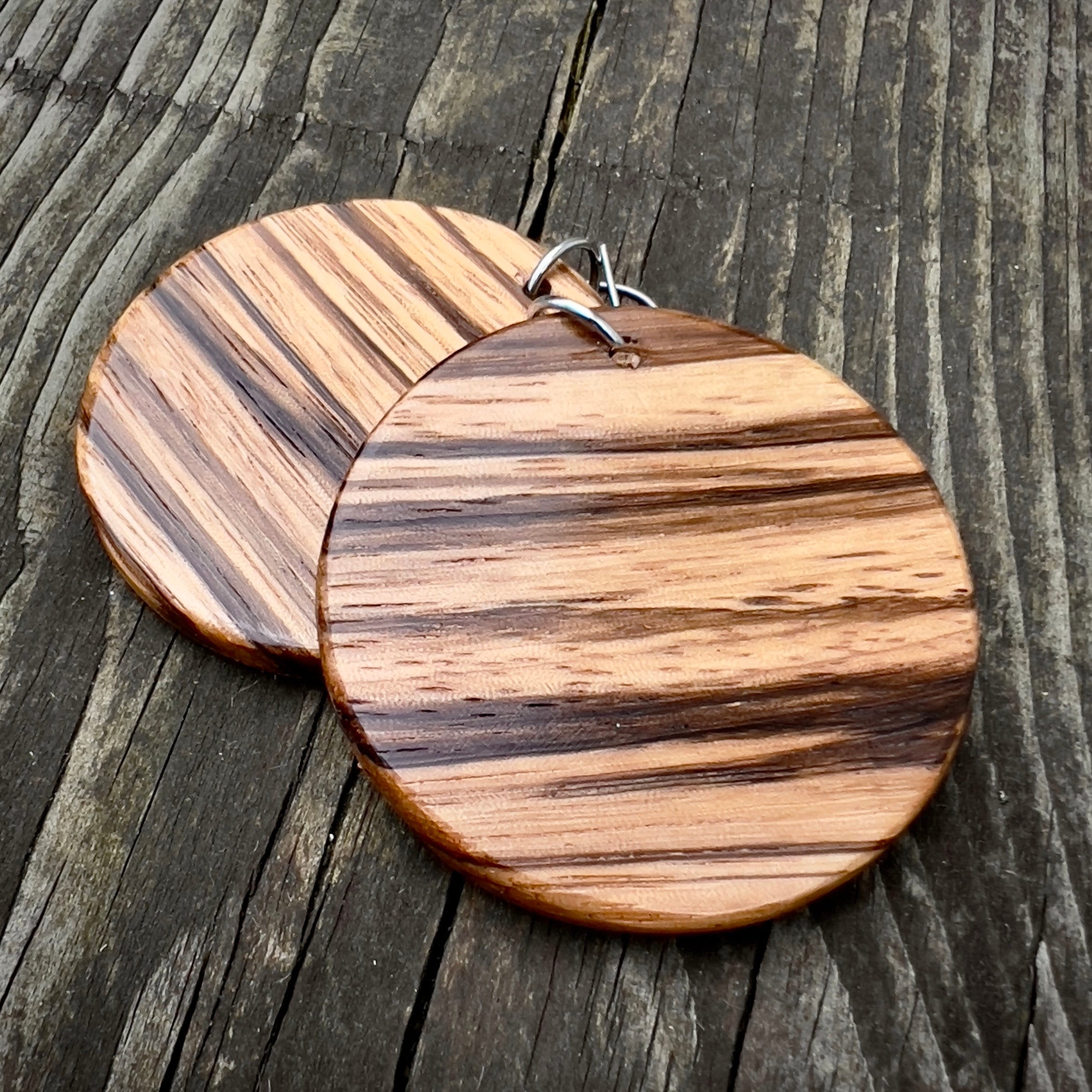 Zebrawood Dangle Earrings: Sustainable Wooden Jewelry